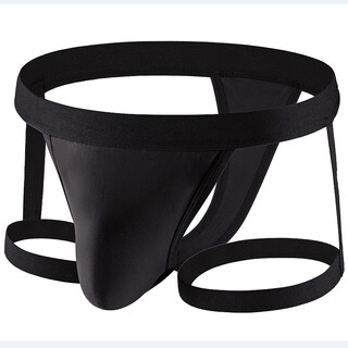 Bagged new genuine quick-drying men's butt lift thong personalized fashionable low-waist underwear breathable polyester underwear black s 90-110jin jin equals 0.5 kg