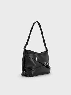 Charles&keith25 new autumn product strap-on fashion cool bucket bag armpit bag ck2-80271629 s noir black