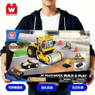 W WISE BLOCK【出口转内销】遥控积木车儿童玩具男孩工程车拼插生日礼物