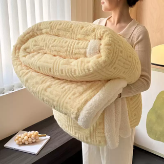 Fantasy winter plush thick blanket office nap small blanket shawl sofa cover blanket coral velvet lamb velvet soft-daoxiang yellow baby blanket-100x150cm thickened shu cotton lamb velvet multifunctional cover blanket