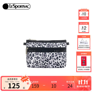 Lesportsac new classic series fashionable leopard print retro compartment storage bag clutch bag cloud spotted fog leopard