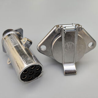 丽田7孔金属插头插座24伏拖挂房车配件连接器适配器汽车越野改装 插头+插座一套的价格