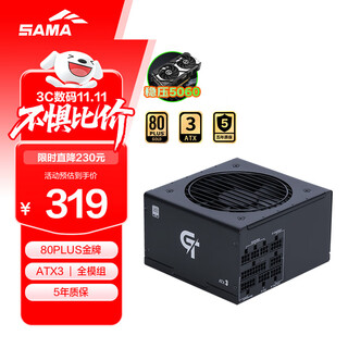 先马（SAMA）GT650W黑色 ATX3台式机箱电脑电源 80PLUS金牌电源/全模组线材/DC-DC/14CM短机身/5000m高海拔适用