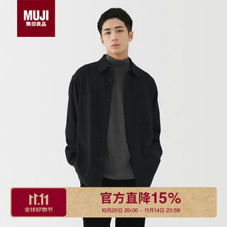 Muji men's flannel long-sleeved shirt jacket black l
