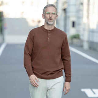 Edot henry collar old money style simple sweater men's casual wool autumn and winter sweater half-cardigan inside acorn brown m recommended weight 100-120 jin jin equals 0.5 kg
