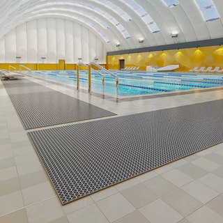 Yusenyi swimming pool anti-slip mat commercial kitchen floor mat outdoor corridor aisle powder room foot mat hydrophobic hollow mesh mat thick upgraded encrypted mesh anti-slip mat high-grade gray 2 meters wide and 1 meter long (how many meters long do you need to take a few pieces) (send the whole roll)