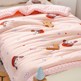 He jiagong winter thickened blanket bean velvet children autumn and winter blanket quilt kindergarten baby quilt baby winter little girl 100x120cm about 1 point 5 jin jin equals 0.5 kg suitable for spring and autumn