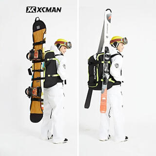 XCMAN单板滑雪揹包双肩滑雪鞋包单双板包防水大容量干 干湿分离包 萤光黄(50L) 30x32cm