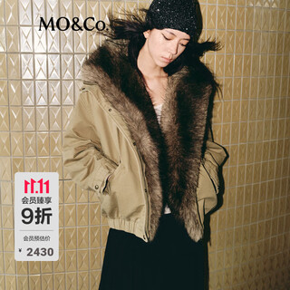 Mo&co. cotton clothing 2025 winter new product removable fur collar assute dyed khaki harrington jacket mbe4cot020 khaki m /165