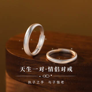 Dtoto a natural pair s999 pure silver simple sand surface couple ring plain ring sterling silver ring valentine's day gift for chinese valentine's day a perfect pair/men's ring/frosted style