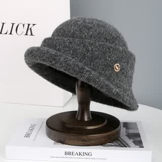 Zunti hepburn style top hat for women in autumn and winter french retro elegant temperament fisherman hat showing face little rich family daughter hat gray one size