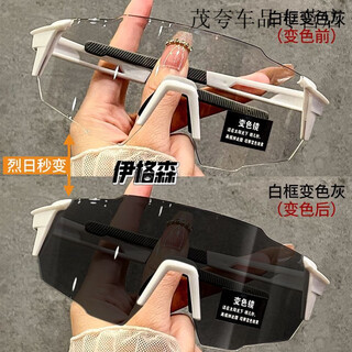Outdoor sports color-changing day and night cycling glasses for women after travel, bicycle windproof uv mountaineering goggles for men, white frame color-changing film, automatic light-sensitive color-changing-day and night