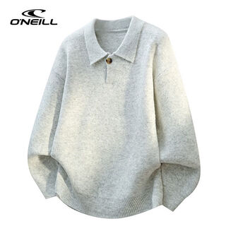 O neilloneill/o'neill american lazy style lapel sweater for men and women in autumn and winter soft and warm pullover sweater light gray m