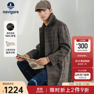 Navigare italian small sailing pure wool coat for men 2025 autumn and winter new style medium-length simple woolen coat for men mocha m