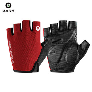Rockbros cycling gloves half finger gloves men's and women's anti-slip breathable mountain bike cycling equipment bicycle gloves s106_red_thick sponge palm pad s
