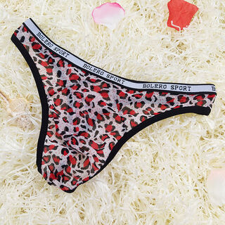 Men's sexy leopard print underwear men's low-waist transparent mesh breathable thong youth summer pure lust style thong red m