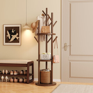 Shanshan wood art clothes hanger floor-standing vertical rotating solid wood coat rack bedroom clothes hanger corner simple clothes floor rack