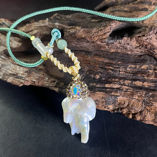 Obero wb03 natural freshwater pearl pendant necklace ruyi braided rope literary retro new necklace inlaid with turquoise necklace