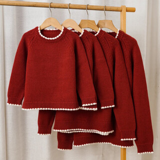 Little bear elf (xiaoxiongjingling) year of the horse parent-child outfit for the whole family in autumn and winter, a family of three or four, new year's red knitted sweater for mother and daughter, high-end sweatshirt pullover, red single sweater 185, adult size 2xl (recommended weight 150-170jin jin equals 0.5 kg)