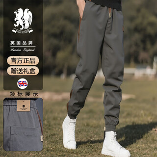 King winner trendy brand overalls men's loose leg-tie autumn design niche pants personality handsome harem pants casual pants men gray regular m weight 100-125jin jin equals 0.5 kg