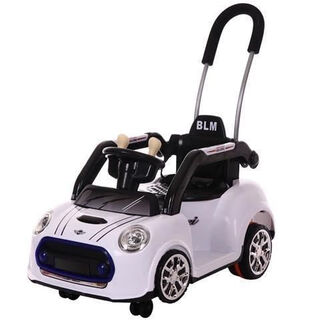 Scholastic children's electric car four-wheel swing stroller push dual drive remote control baby toy can sitting car white ordinary + 2.4 remote control + push rod