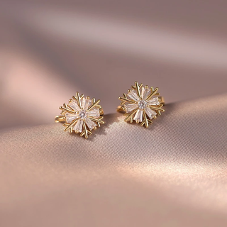 2025 new counter light luxury flower earrings high-end small and exquisite temperament snowflake earrings snowflake zircon earrings