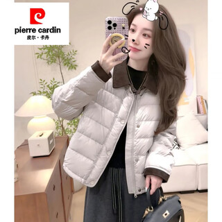 Pierre cardin (pierre cardin) design solid color plaid collar rhombus cotton jacket for women small people patchwork cotton jacket 2025 winter wear new style picture color cotton jacket m recommendation 95-105 jin jin is equal to 0.5 kg