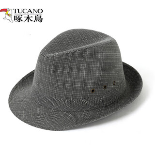 Woodpecker (tucano) spring and summer sun protection thin top hat for men, middle-aged grandfather, elderly jazz hat, elderly gentleman hat, spring and autumn dad hat, hong kong and macao hemp dark gray 57cm