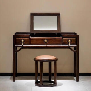 Fantasy chinese style bedroom dressing table makeup stool modern mirror simple storage solid wood dressing table furniture customization dressing table 1280x450x760mm