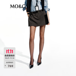 Mo&co. shorts spring deconstructed zipper slit skirt two-wear high waist a-line crisp mbe1sot001 dark floral gray l /170