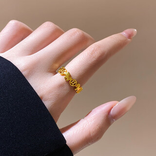 Xinshe make money immediately imitation sand gold ring for women long-lasting pony coin index finger ring 2025 new year of the horse ring pony coin (open ring)