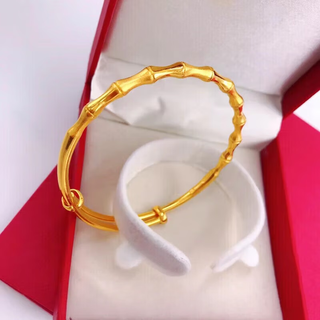 Junshi gold store new k anti-gold bracelet women's 3d hard gold rising 999 golden bamboo beads bamboo bracelet adjustable