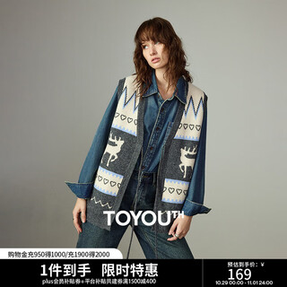 Chuyu sweater women's 2025 winter new nordic style elk jacquard arctic velvet v-neck sleeveless jacket top dark gray s