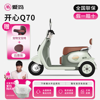 Aima electric tricycle, household small electric car, elderly walking, parent-child small tricycle, picking up and dropping off children, electric tricycle, kaixin q70+ only this green + 60v20ah lead-acid