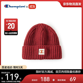 Champion american champion knitted hat for men and women autumn and winter versatile cold hat 25fwh64 red mic