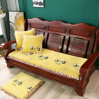 Yusen yi old chinese solid wood sofa cushion thickened sponge cushion winter four seasons universal non-slip three-seater long mahogany yellow panda baby chenille double seat 50x106cm sponge 5cm