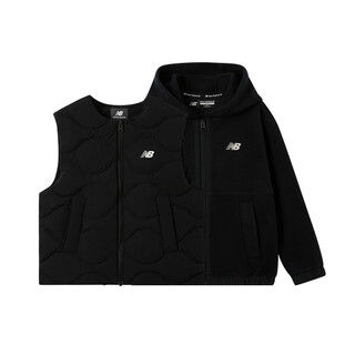 New balance one-piece, three-wear nb men's and women's, medium and large children's warm down vest + fleece sweatshirt two-piece set, black 110