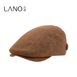 Lannuo retro british style progressive hat for women 2025 autumn new style big head circumference showing face small peaked cap solid color hat brown m (56-58cm)