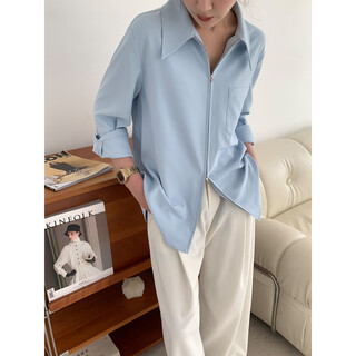 Ksoeur sister k’s homemade treasure shirt matt sunscreen hollow yarn versatile single pocket shirt for women blue xs