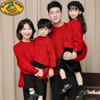 G.duck fried street parent-child clothing for a family of three 2025 new autumn clothing for mother and daughter new year and winter clothing high-end red sweater trend red 165 adult size s