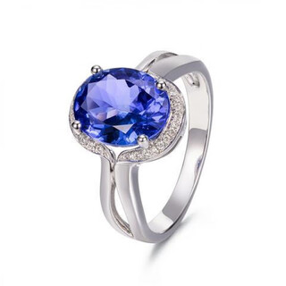Xiaomeng commuting versatile natural 5a tanzanite ring precision-cut fire-inlaid diamond gemstone ring blue tanzanite ring (open)