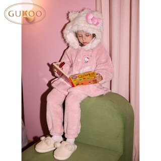 Nutshell/gutshell pajamas winter hellokitty co-branded new parent-child warm home clothing set d hellokitty set 110 cm