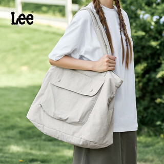 LEE托特包女大容量户外通勤单肩包百搭休闲背包简约上课手提包 云灰色