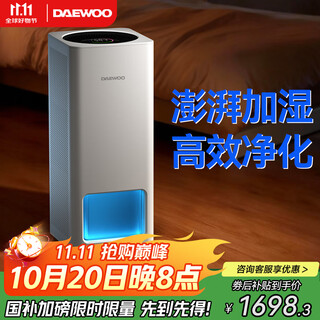大宇（DAEWOO）无雾加湿器家用卧室空气净化一体鼻炎专用母婴幼儿家用大容量客厅蒸发式静音除菌大面积办公室 J30净化加湿WiFi款