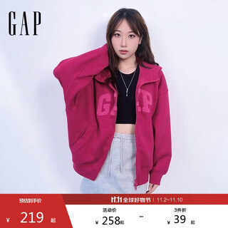 Gap women's 2025 autumn new logo chenille embroidered loose fleece hoodie sweatshirt 792498