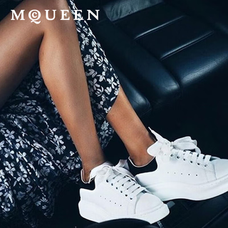 Alexander mcqueen women's shoes classic black tail gift sports white shoes 553770wief1-white black tail 37