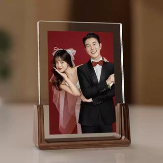 Fantasy customized photo frame setting table photo printing plus wedding photos wedding photo album washing registration photos made into a high-end sense walnut base-acrylic surface 10-inch 25.4*20.3cm vertical version setting table