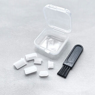 Litian usbtypec mobile phone charging port dust-proof plug, silicone flow plug, car on-board appliance seal, tv computer, usb+type-c transparent, 3 each, free storage box, small brush