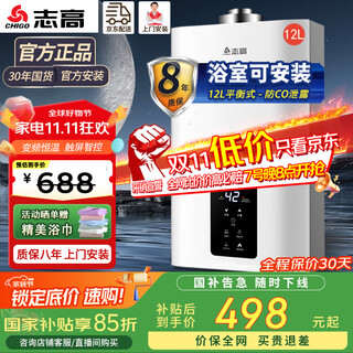 Chigo balanced gas water heater household gas instantaneous heating type intelligent constant temperature low water pressure start safety anti-leakage 29-year-old brand 12l bathroom installation - four seasons temperature sensing natural gas (12t)
