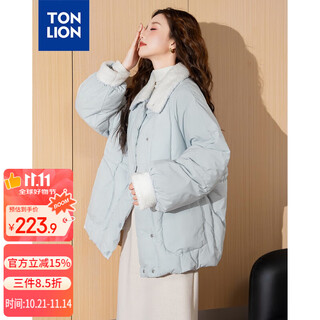 Tonlion 2025 women's lapel spliced warm padded jacket for little people bay blue l